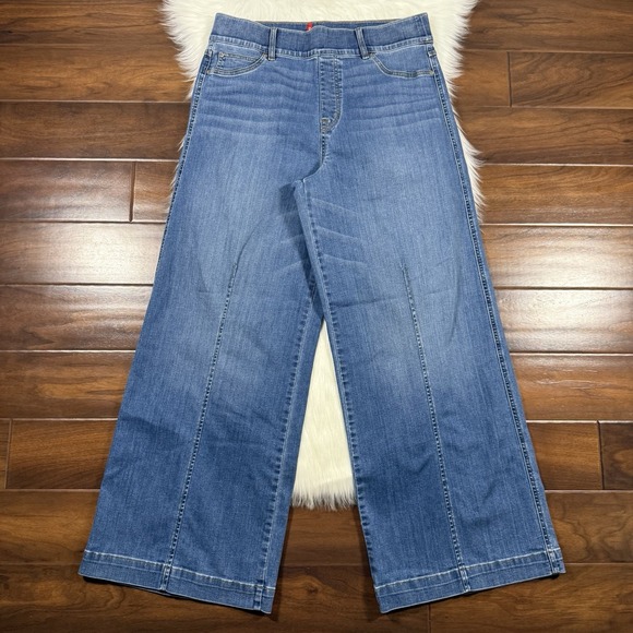 Spanx‎ Women's Size 1X Vintage Indigo Seamed Front Wide Leg Denim Jeans 20407R - Picture 1 of 8